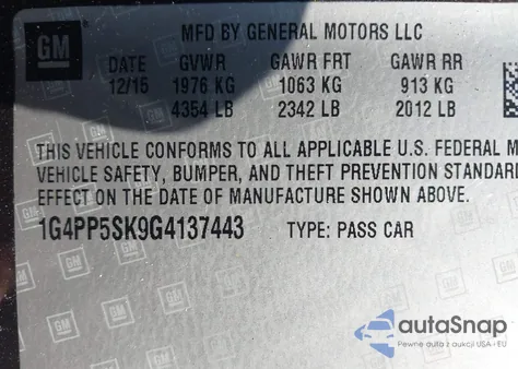 2016 Buick Verano из США, поврежденный, VIN 1G4PP5SK9G4137443